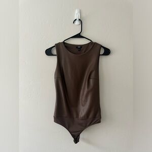 Express Leather Sleeveless Bodysuit